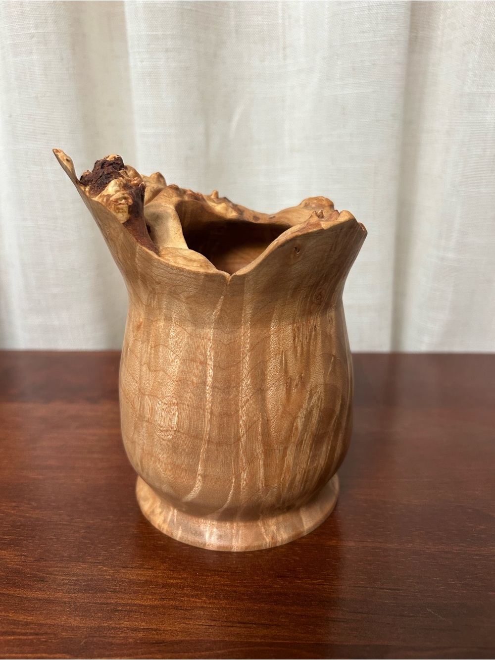 Maple Burl Hollow Form Natural Edge Wood Vessel Rustic Vase